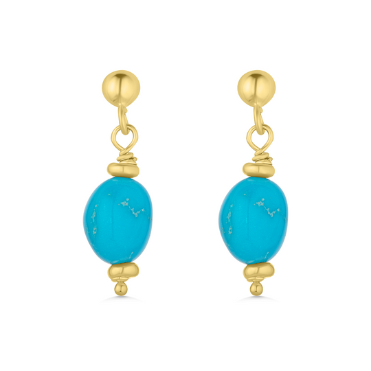 18ct Yellow Gold Turquoise Drop Earrings
