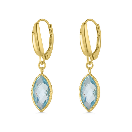 14ct Gold Marquise Topaz Drop Earrings