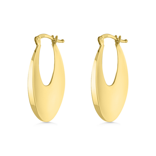 14ct Tapered Oval Hoop Earrings