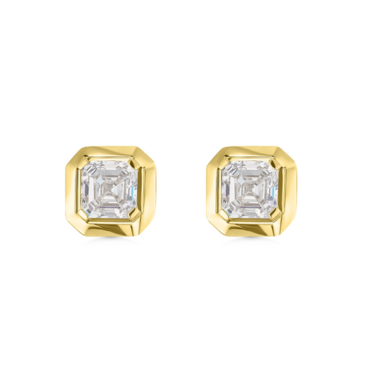 9ct Gold Asscher Cut Diamond Studs
