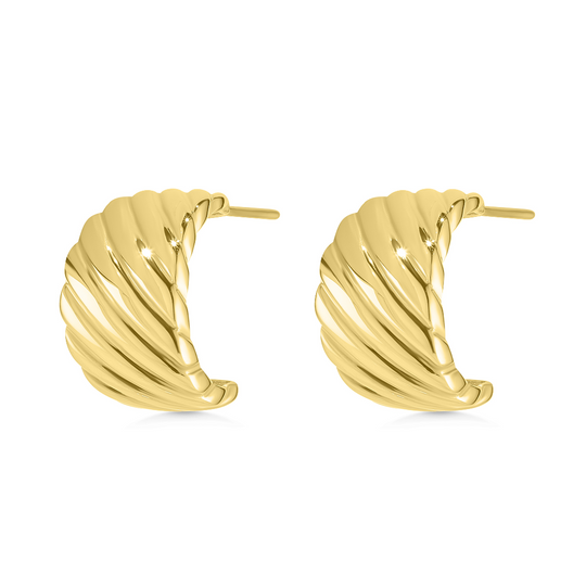 14ct Gold Ridged Hoops
