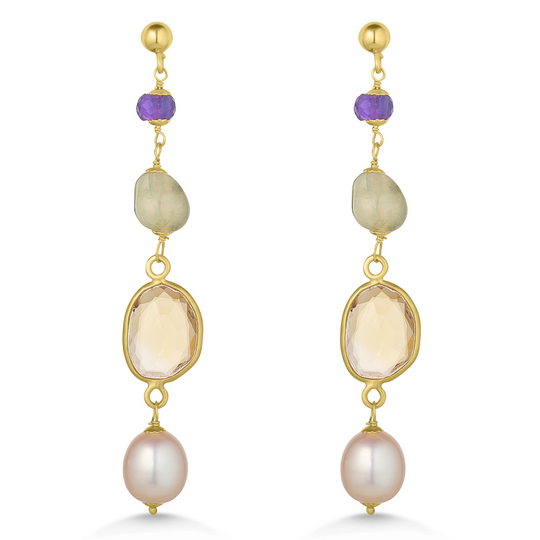 18ct Yellow Gold Multi Gemstone Earrings