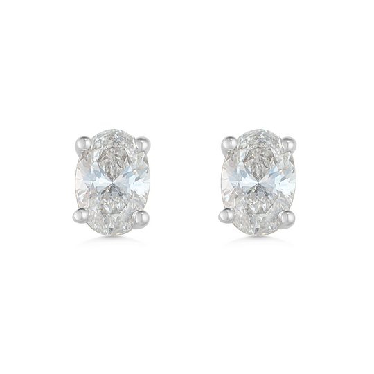 18ct White Gold Oval Diamond Studs