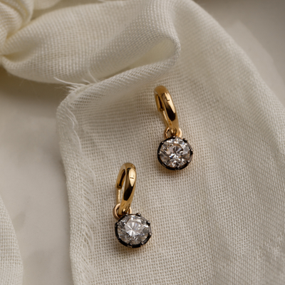 Rhodium diamond hoops