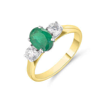 emerald diamond trilogy ring