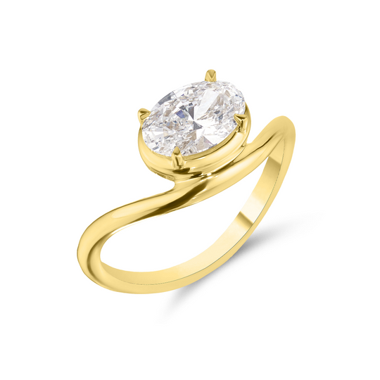 Floating Oval Cut Diamond Ring