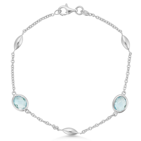9ct White Gold Blue Topaz Bracelet