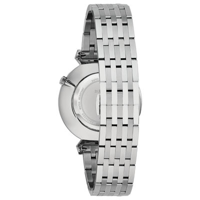 Silver watch with a metal bracelet on a white background