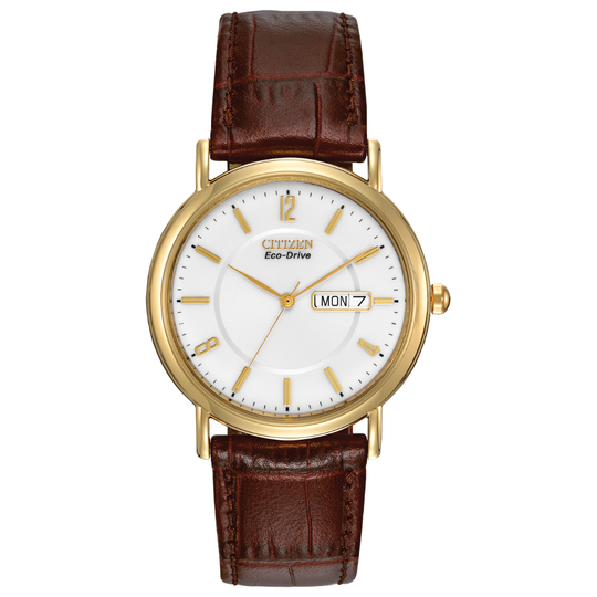 Gent's Citizen Gold Tone Leather Strap Watch
