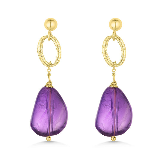 18ct Gold Amethyst Drop Earrings