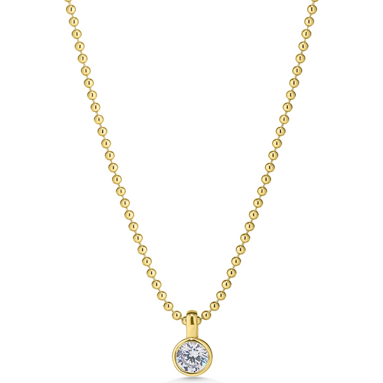 Gold Bead & Cubic Zirconia Pendant