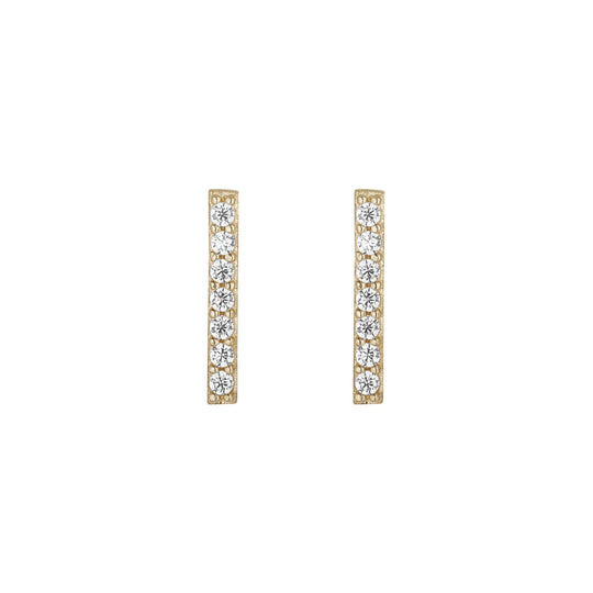 9ct Gold Bar CZ Stud Earrings
