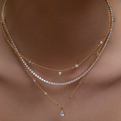 Gold CZ Charm Necklace