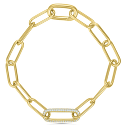 Gold CZ Paperlink Bracelet