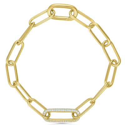 Gold CZ Paperlink Bracelet