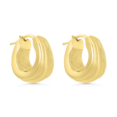 GoldChunkyRidgeHoopEarrings
