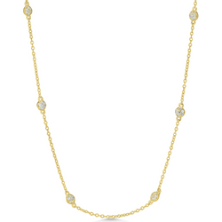 Gold necklace with diamond beads on a white background