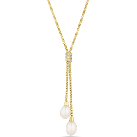 Gold Duo CZ Drop Pendant