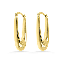 Gold Elongated Drop Hoop Earrings