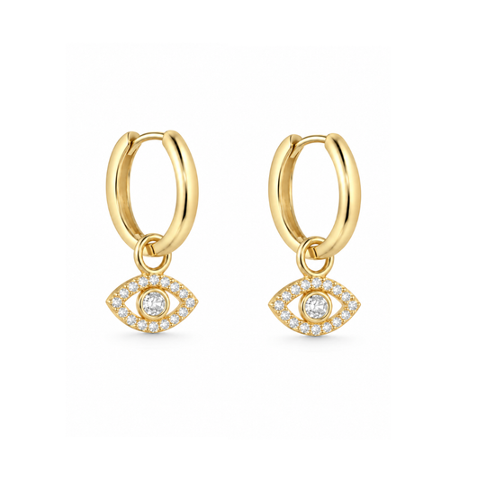 Gold Evil Eye Huggie Earrings