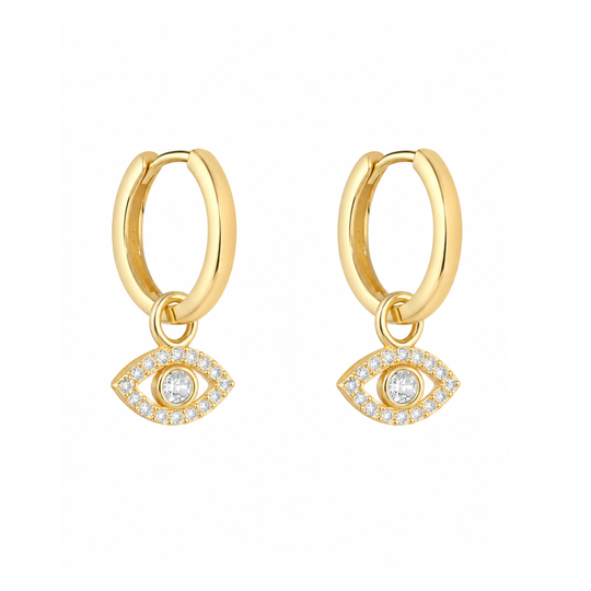 Gold Evil Eye Huggie Earrings