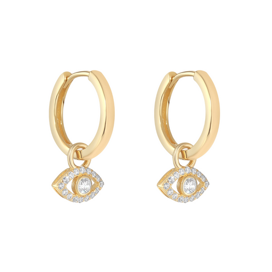 Gold Evil Eye Huggie Earrings