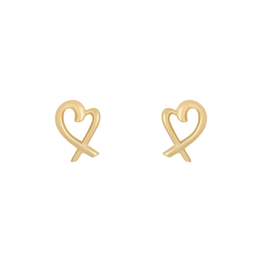 Gold Heart Stud Earrings