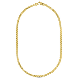 Gold chain necklace on a white background