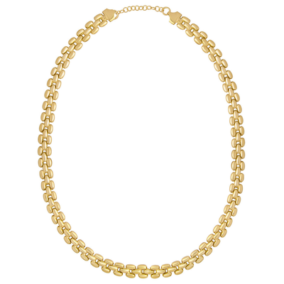 Gold chain necklace on a white background
