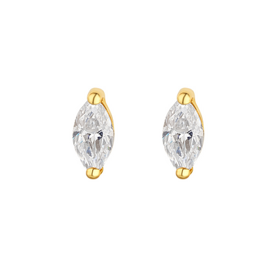 9ct Gold Marquise CZ Stud Earrings