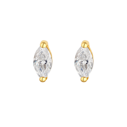 9ct Gold Marquise CZ Stud Earrings