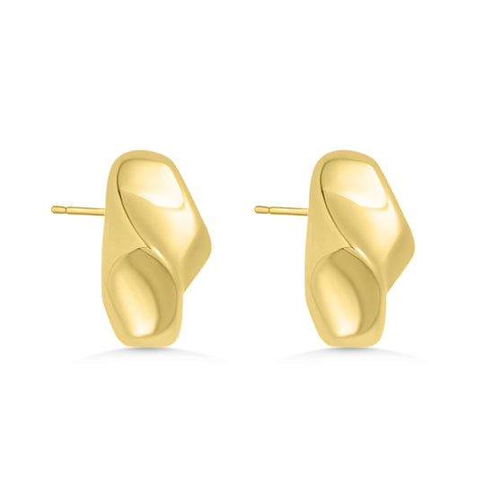 Yellow Gold Molten Stud Earrings