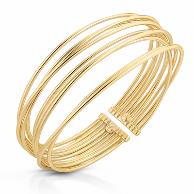 Gold Multi Strand Cuff Bangle