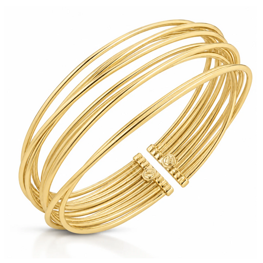 Gold Multi Strand Cuff Bangle