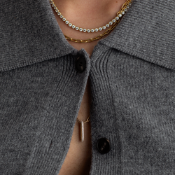 Gold Pavé Paperclip Necklace