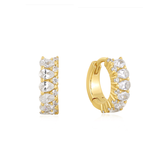 Gold Pear Cut CZ Hoops