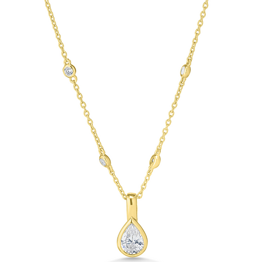 Gold Pear Cut Glitter Pendant