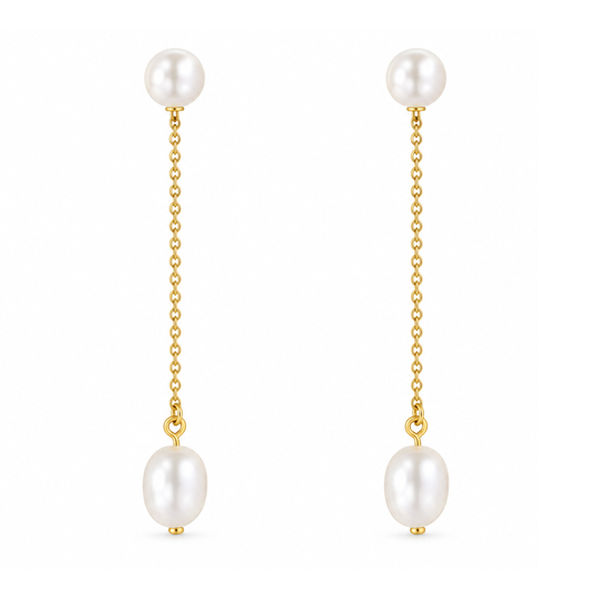 Gold Pearl Drop Earrings