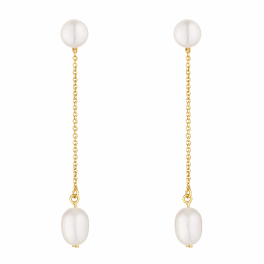 Gold Pearl Drop Earrings
