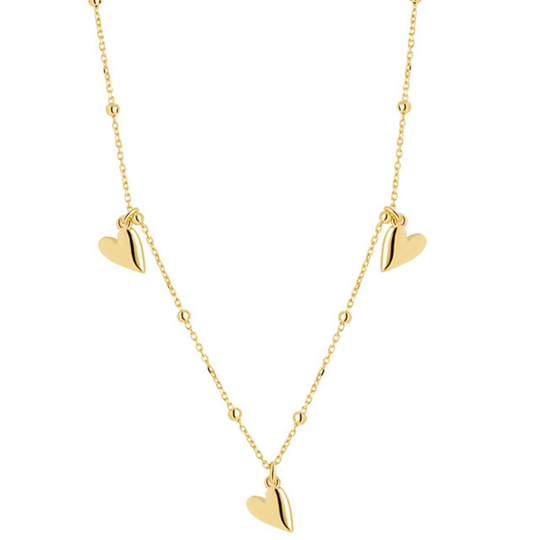 Gold Three Heart Necklace