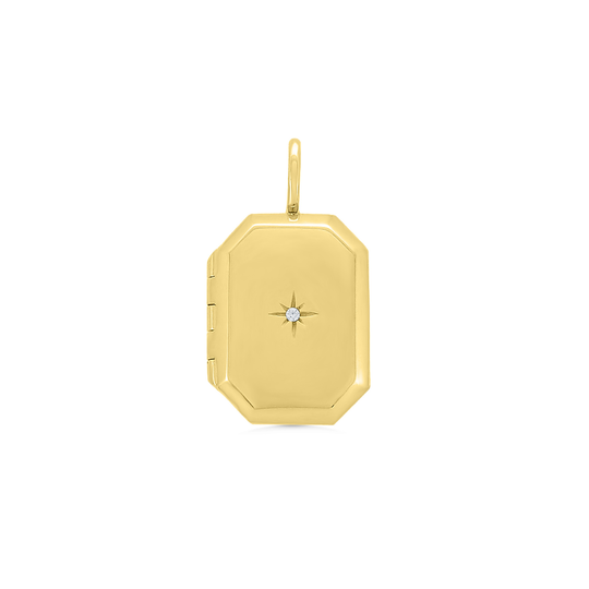 Gold Engravable Rectangular Locket Necklace