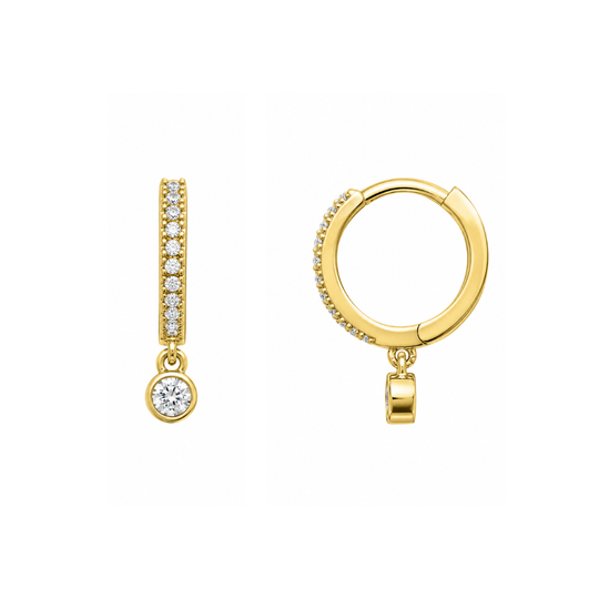 Gold Round Charm Hoops