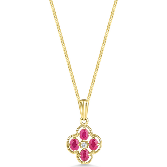 9ct Gold Ruby & Diamond Pendant