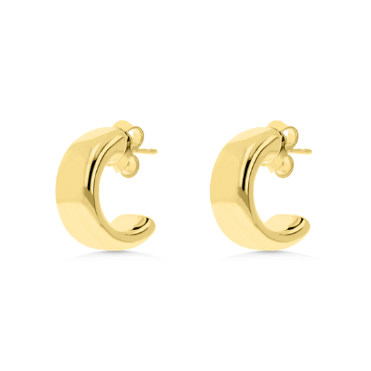 Gold Semicircle Lobe Earrings