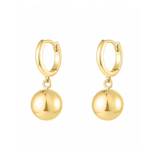 Gold Sphere Drop Earrings