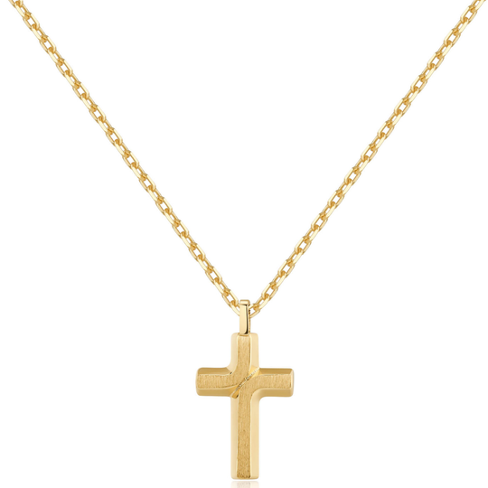Gold Stainless Steel Brushed Finish Cross