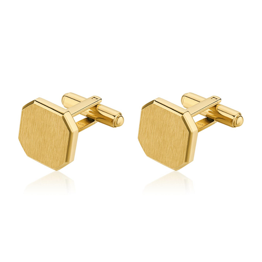 Gold Stainless Steel Octagonal Cufflinks