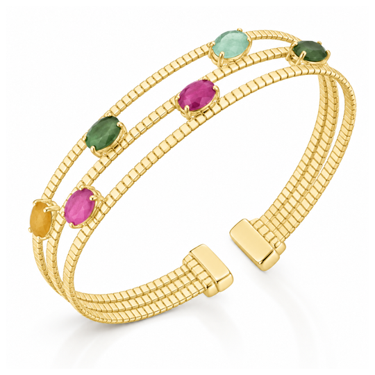 Gold Tourmaline Cuff Bangle
