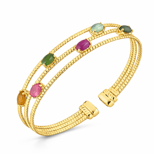 Gold Tourmaline Cuff Bangle