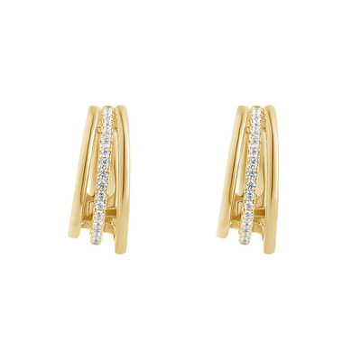 triple row cubic zirconia hoops front view